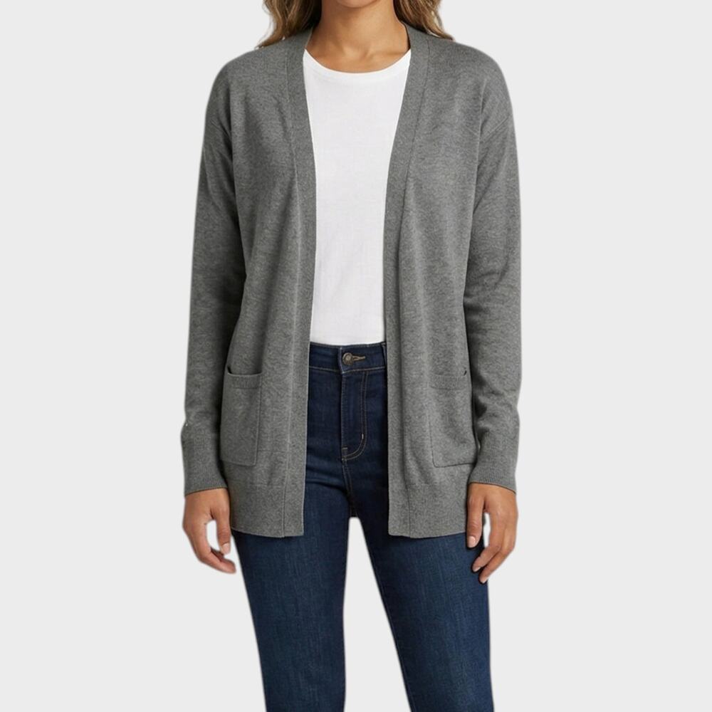 Time and Tru Small 6-8 Gray Open Front Cardigan Sweater